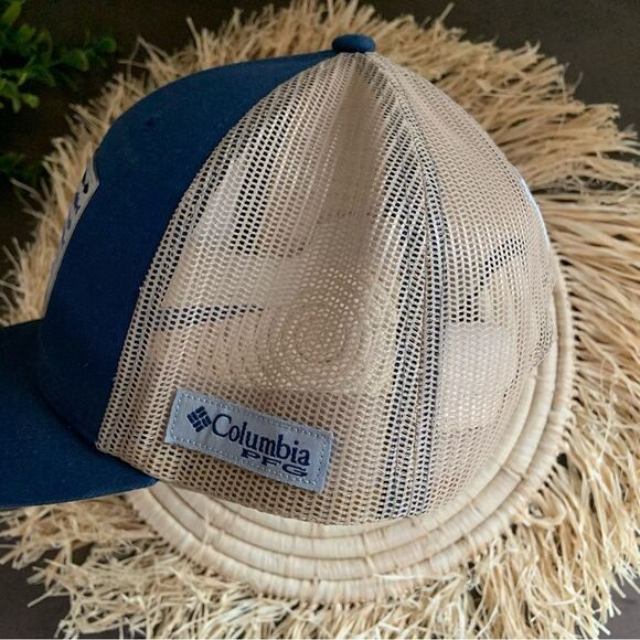 COLUMBIA Men’s PFG Mesh Snapback Fish Flag Hat Carbon/Ancient Fossil Blue Tan OS - Picture 6 of 16